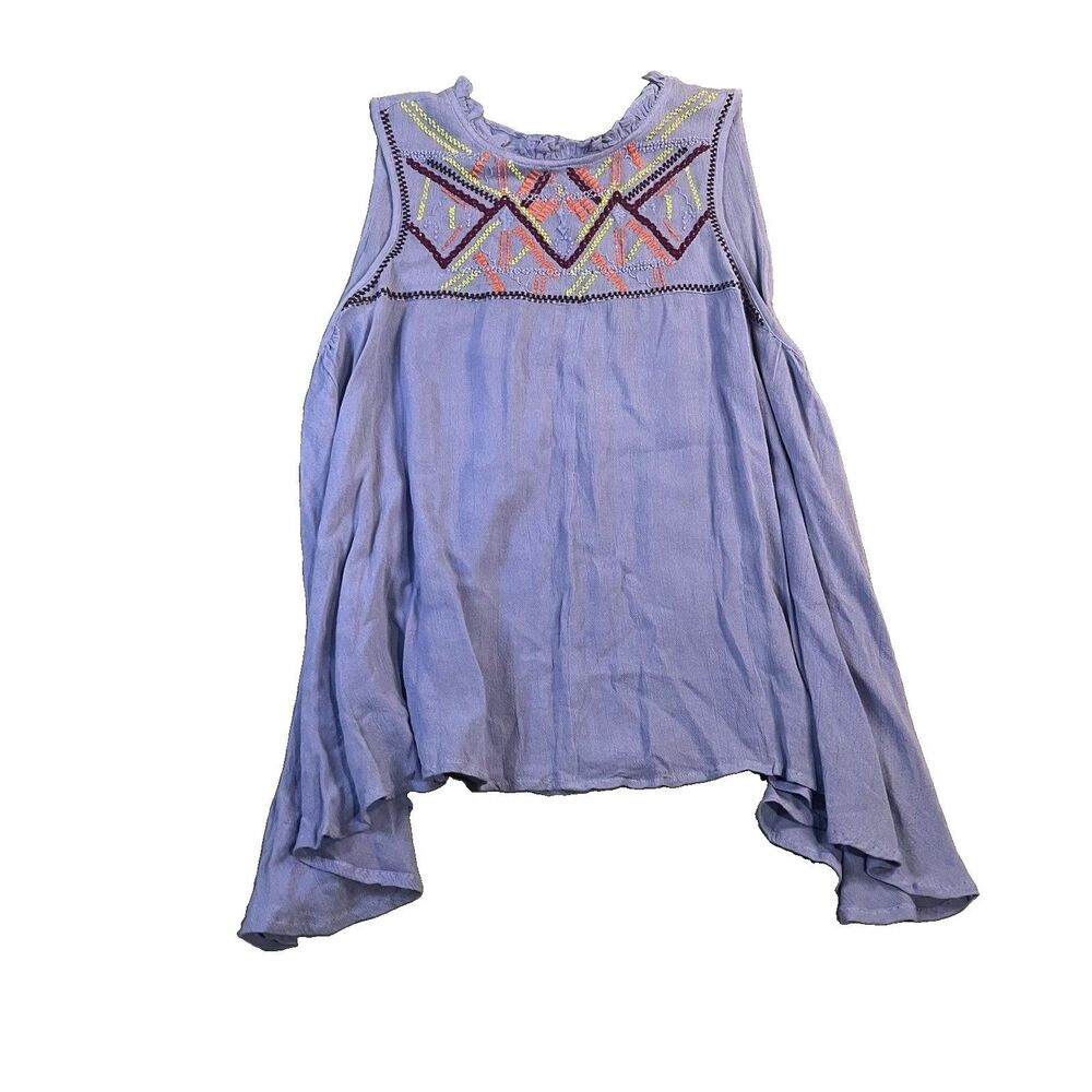 Ban Jara Light Purple Embroidered Keyhole Sleeveless Gauze Top Womens Size M
